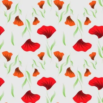 Abstract Floral print. Seamless pattern with poppy Stock Illustration