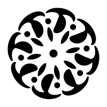 Abstract Floral Radial Pattern Minimal Black Symmetry Mandala Style Decorat.. 스톡 일러스트