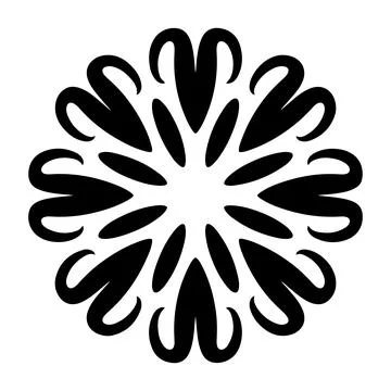 Abstract Floral Radial Pattern Minimal Black Symmetry Mandala Style Decorat.. 스톡 일러스트