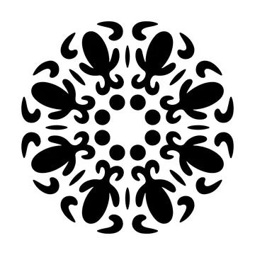 Abstract Floral Radial Pattern Minimal Black Symmetry Mandala Style Decorat.. 스톡 일러스트