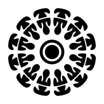 Abstract Floral Radial Pattern Minimal Black Symmetry Mandala Style Decorat.. Stock Illustration