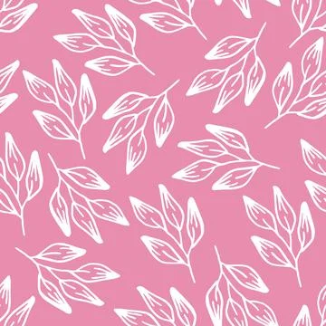 Abstract floral seamless pattern background, white on pink Illustrazione stock