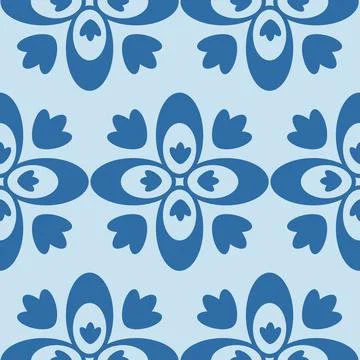 Abstract floral seamless pattern on blue background, patchwork textile design Stockillustratie