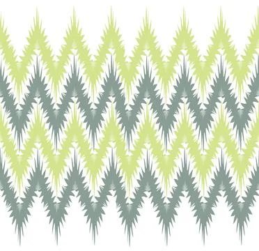 Abstract floral seamless pattern border. Artistic drawn zig-zag lines tiling  Stock Illustration