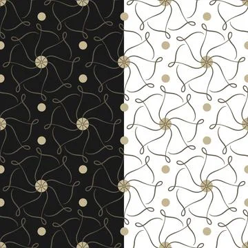 Abstract floral seamless pattern. Cute circle geometrical composition in grey Stock Illustration
