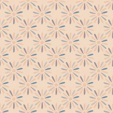 Abstract floral seamless pattern with daisy flowers silhouettes on light pink イラスト素材