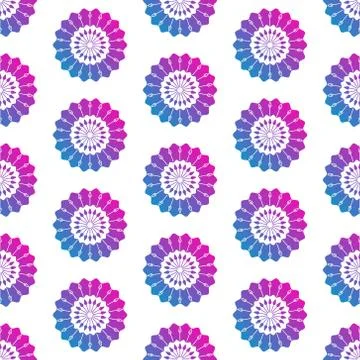 Abstract floral seamless pattern, flower with blue to pink gradient. Modern t Ilustración de archivo