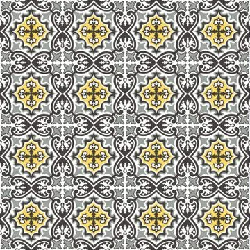 Abstract floral seamless pattern. Geometric asian ornament. Traditional flora Stock Illustration
