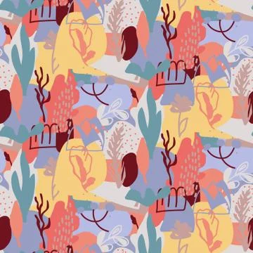 Abstract floral seamless pattern hand drawn vector Stock Illustration