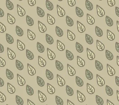 Abstract floral seamless pattern with leaves. Leaf background. Floral line art Illustrazione stock