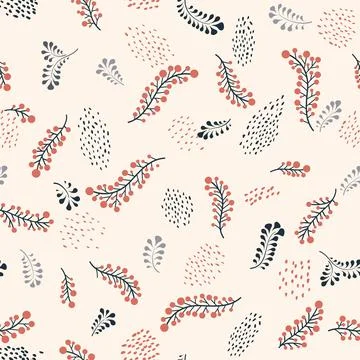 Abstract floral seamless pattern. Leaves artistic drawn background. Illustrazione stock