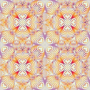 Abstract floral seamless pattern. Line heart shape oriental ornament Stock Illustration