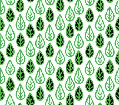 Abstract floral seamless pattern with ornamental leaves. Leaf wh Stock Illustration