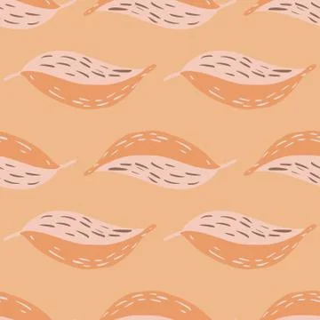 Abstract floral seamless pattern with simple leaf silhouettes. Orange palette イラスト素材