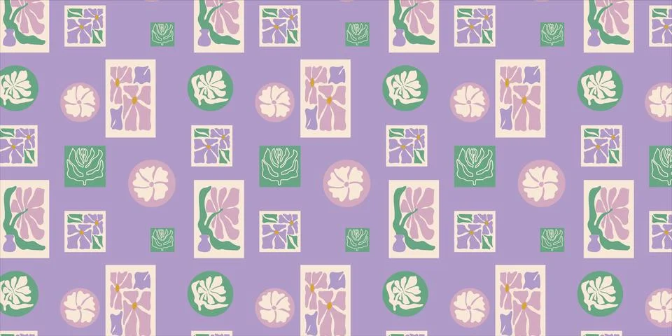 Abstract floral seamless pattern. Vector illustration of flowers in trendy naive Stock Illustration