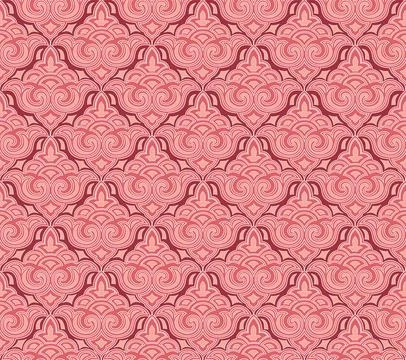 Abstract floral seamless textile pattern. Flourish tiled asian background Stock Illustration