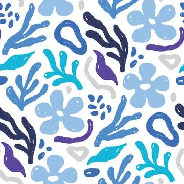 Abstract floral shape seamless pattern. Abstract modern floral leaf texture イラスト素材