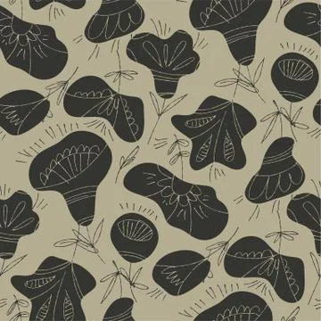 Abstract floral sketch vector seamless pattern Stock Illustration