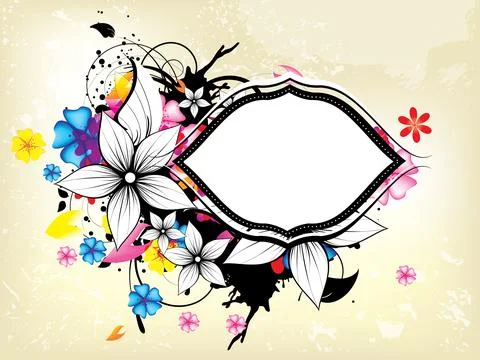 Abstract floral spring background with frame. Abstract vector illustration with Stock Illustration