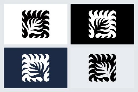 Abstract Floral Square Icon Set Stockillustratie