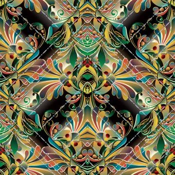 Abstract floral striped seamless pattern Stock-Illustration