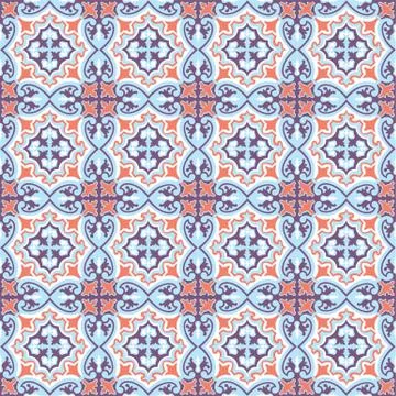 Abstract floral tile pattern Geometric asian ornament Tradition floral backdrop Stock Illustration