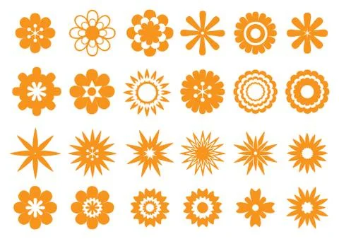 Abstract Floral Vector Design in Orange Isolated on White Stock Illustration