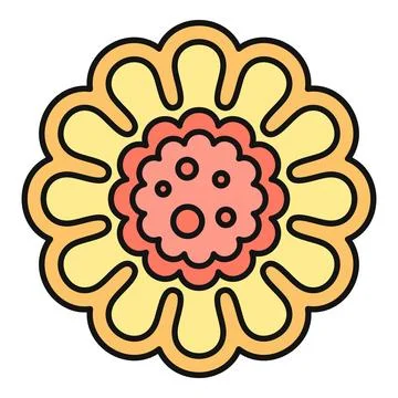 Abstract floral vector icon displaying yellow petals and pink center Stock Illustration
