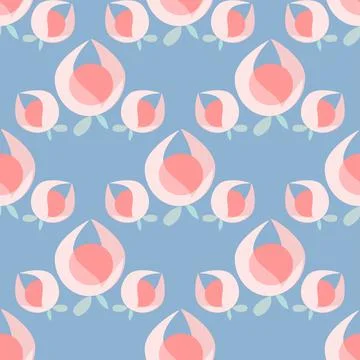 Abstract Floral Vector Repeat Pattern In Pink And Blue Stock Illustration