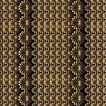 Abstract floral vector seamless pattern. Black background with t Stock Illustration