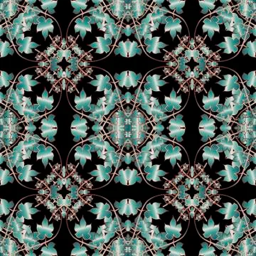 Abstract floral vector seamless pattern. Leafy ornamental background. Repeat Stock Illustration