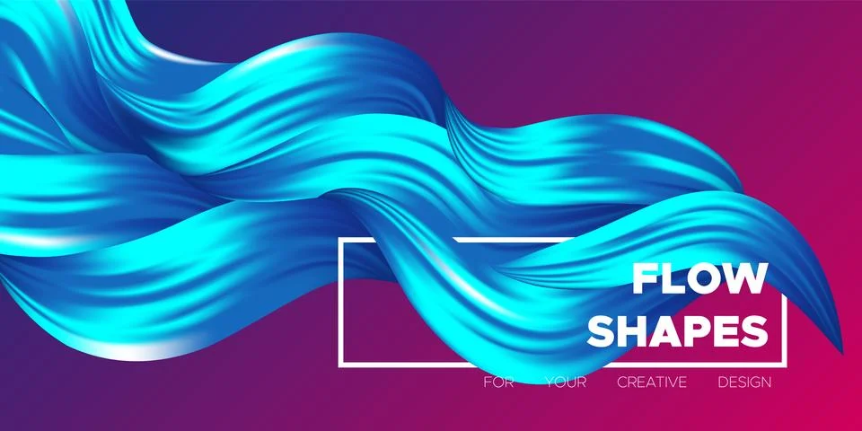Abstract Flow Background. Wave Fluid Shapes in Blue Color. Trendy Vector Illu Stock Illustration