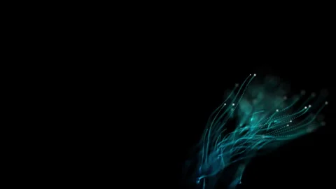 Abstract Flow of Blue Neon Light Particles in Motion, 4K Stockbeeldmateriaal 348418459