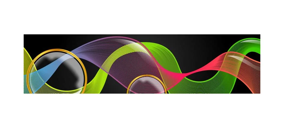 Abstract flow of colorful dynamic waves horizontal banner template Stock Illustration