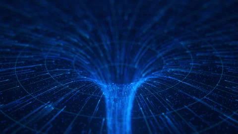 Abstract flow of data in cyber wormhole. Quantum computing information vortex Stock Footage 305587036