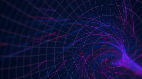 Abstract flow of data in cyber wormhole. Quantum computing information vortex Stock Footage 308411735
