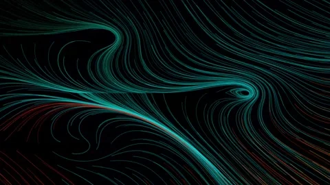 Abstract flow lines motion graphic with digital particles in dark backgroun.. Stock Footage 347195301