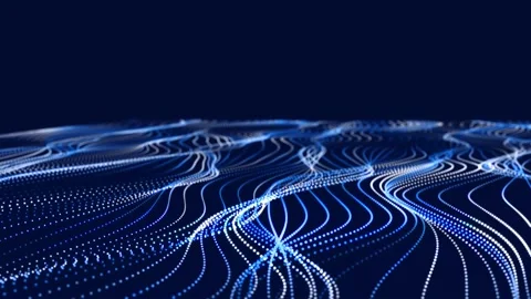 Abstract flow of luminous particles on dark background. Stock Footage 155574479