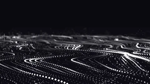 Abstract flow of luminous particles. Movement of colored dots. Stock Footage 155705878