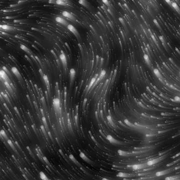 Abstract flow of particles in space in the form of sea waves. Black and white Stock Illustration