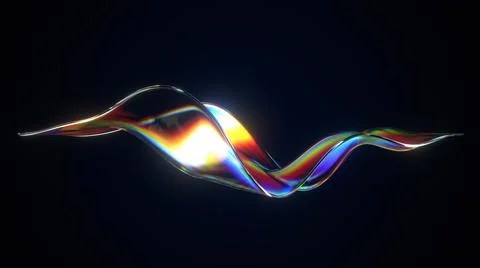 Abstract flow shape with rainbow reflections and refractions Illustrazione stock