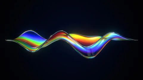 Abstract flow shape with rainbow reflections and refractions Illustrazione stock