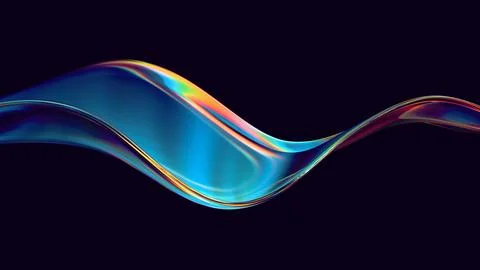 Abstract flow shape with rainbow reflections and refractions Stock Photos