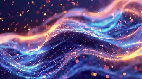 Abstract Flow: Shimmering Particles with Subtle Glowing Outlines Stock Footage 286983928