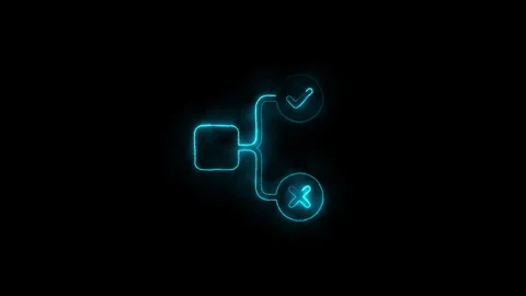 Abstract flowchart animation with square shape and two circles representing.. Stock Footage 338089669
