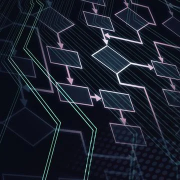 Abstract flowchart diagram. Computer program algorithm. Information technology Stock Illustration