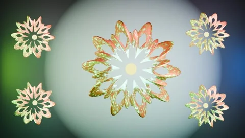 Abstract Flower 4K VJ Loop - Hypnotic Music Background Animation Teal Stock Footage 300079388