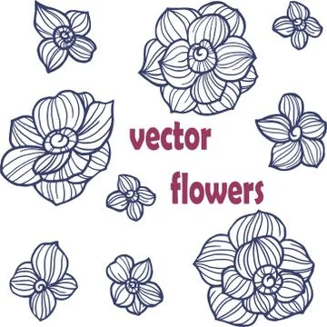 Abstract flower and leaf vector pattern. Trendy vintage style. Ideal for fabr Stock Illustration