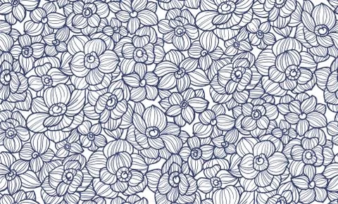 Abstract flower and leaf vector pattern. Trendy vintage style. Ideal for fabr Stock Illustration