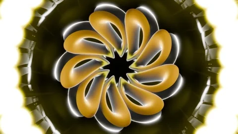 Abstract Flower Art 4K VJ Loop - Hypnotic Motion Background Gold Stock Footage 303262353